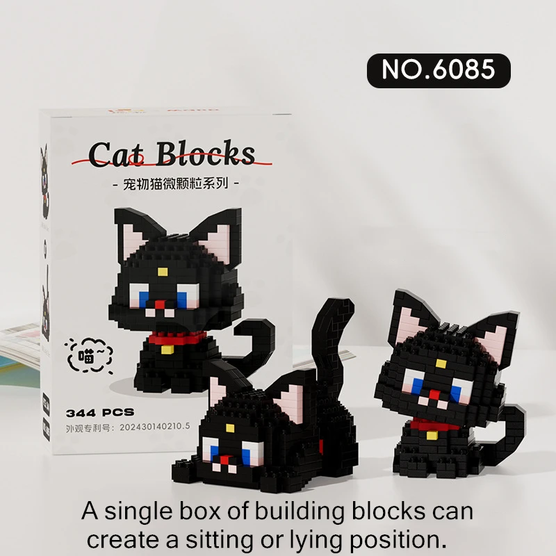 Micro Particle Building Blocks Cute Pet Cat Series Cute Diy Assembled Toys Orange Cat Black Cat Gift Children\'s Puzzle Gift