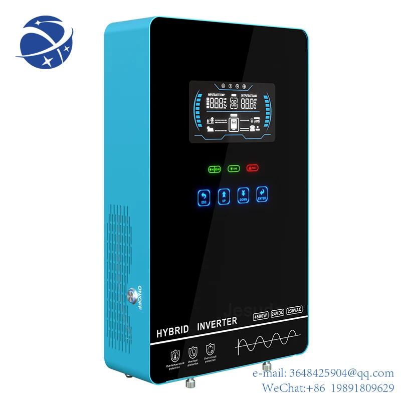 YYHC 4.5KW 24V 150A MPPT Hybrid Solar Inverter Battery Converter Pure Sine Wave Output Unique Glass Built Li-Battery Activation