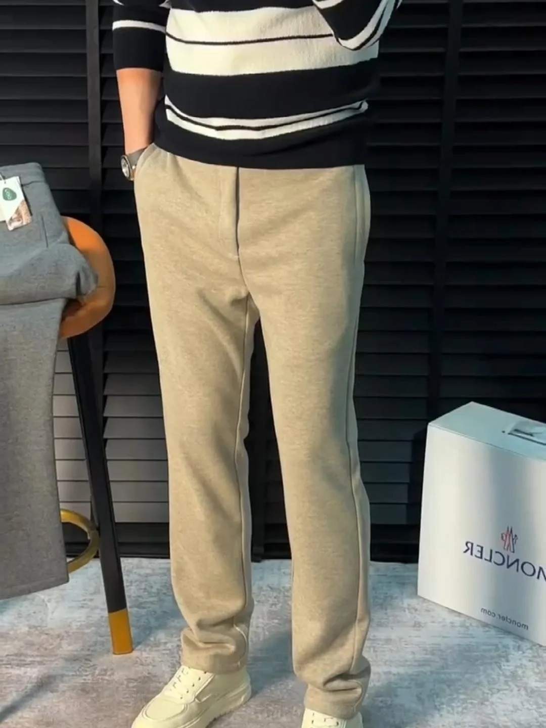 

Гладкие теплые итальянские хлопковые ацетатные шерстяные повседневные спортивные длинные брюки, осенне-зимние прямые брюки серии Bla Label