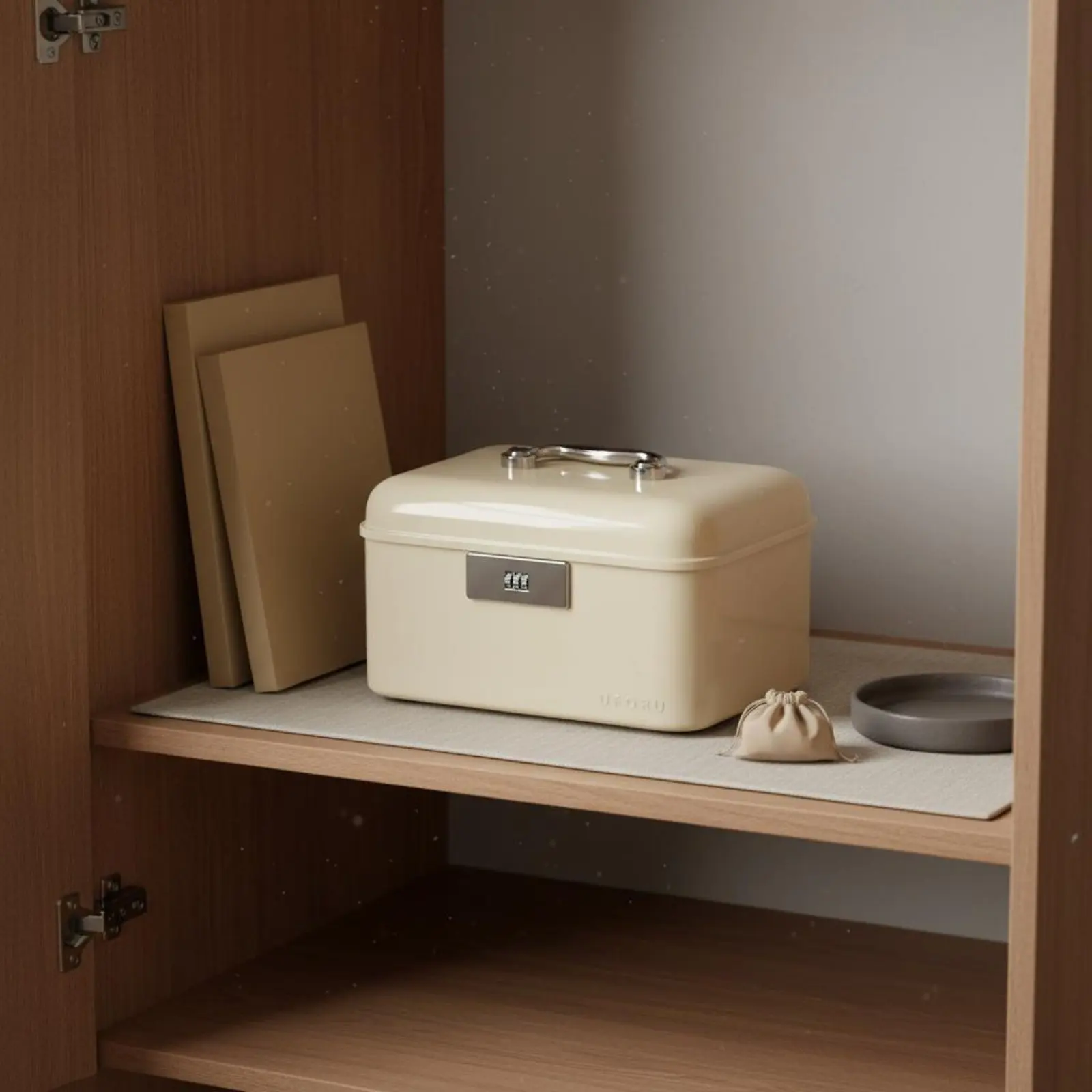 Combination Lock Box Large Capacity Portable Security Box Lockable Case Double Compartment Household Storage Sturdy Duty