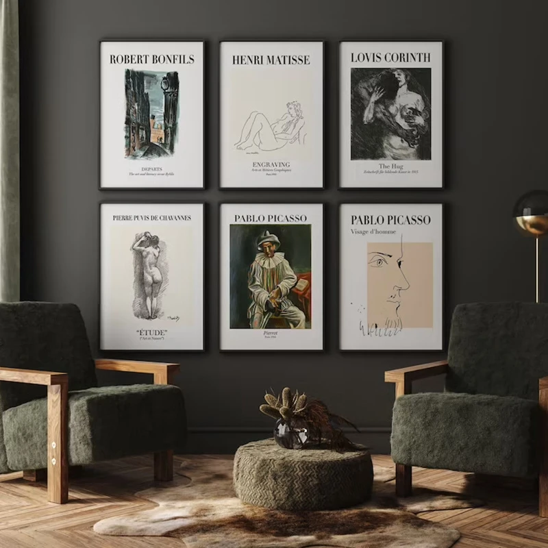 European Ancient Celebrity Portrait Art Retro Canvas Print Nordic Poster Wall Art Pictures Bedroom Living Room Classical Decor