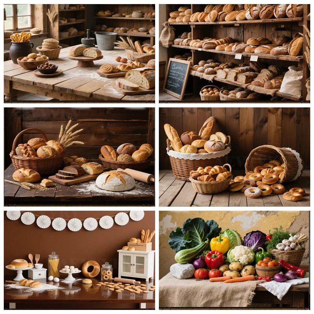 

Bakery Photography Background Custom Kitchen Baking Bread Cake Donut Theme Decor Kids Birthday Party Portrait Photo Studio