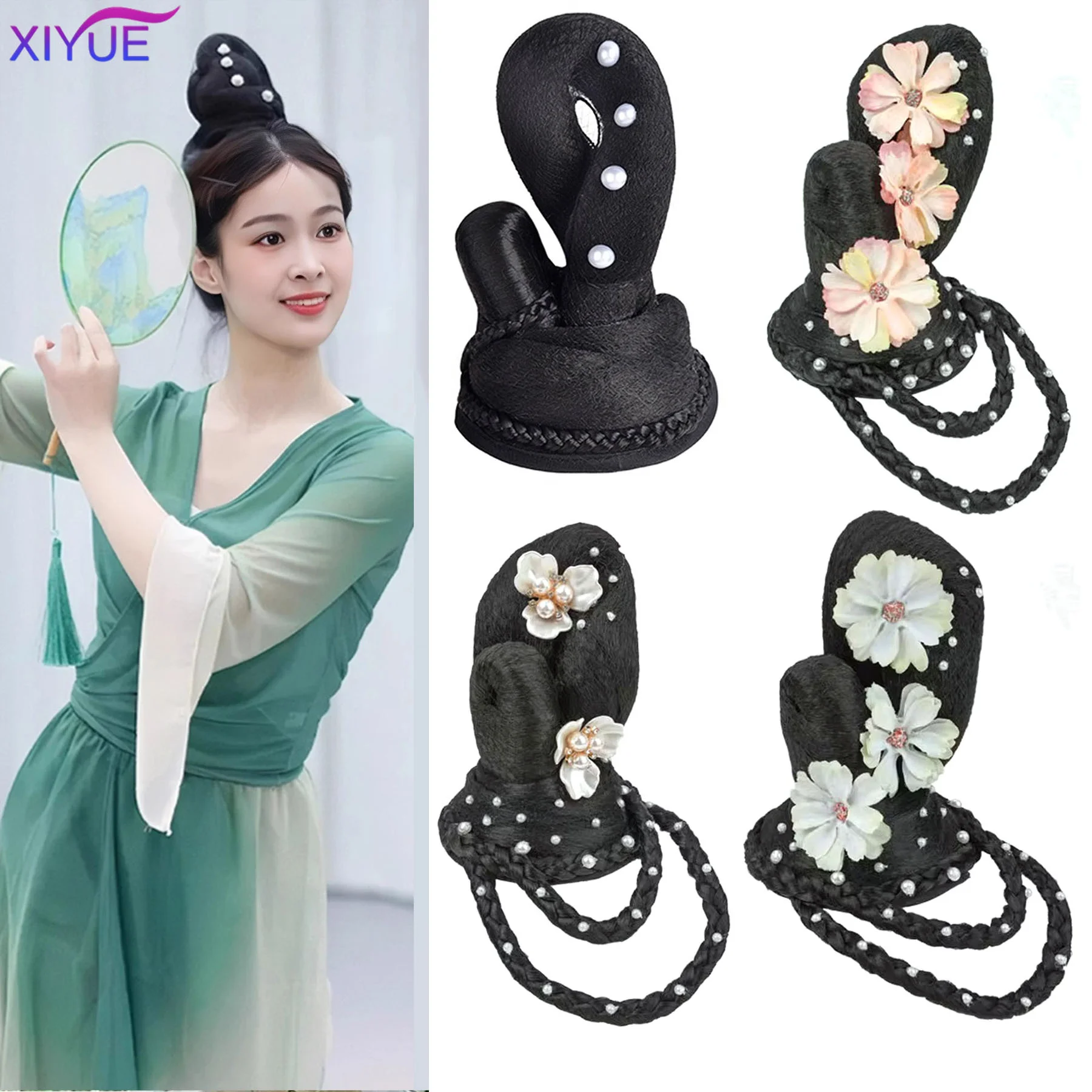 XIYUE Synthetische Ancient costumes female styling, horns, hairpins, antiques, fairy styling, suit, Hanfu braided chignon