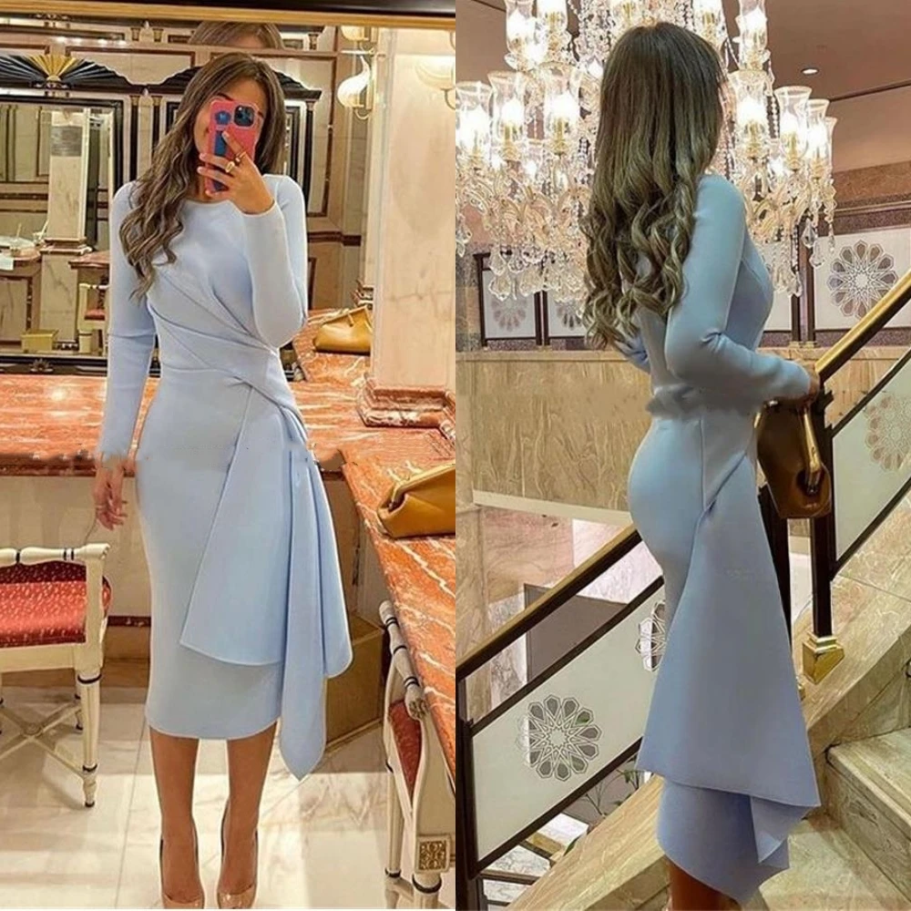 Ball Dress Saudi Arabia Prom Satin Pleat Engagement A-line O-Neck Bespoke Occasion Gown Midi Dresses