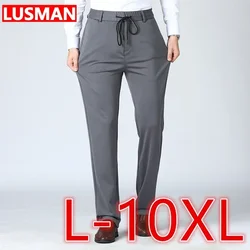 Men Pants Big Size 10XL High Waist Sports Casual Pants Stretchy Fabric Long Pants Trousers