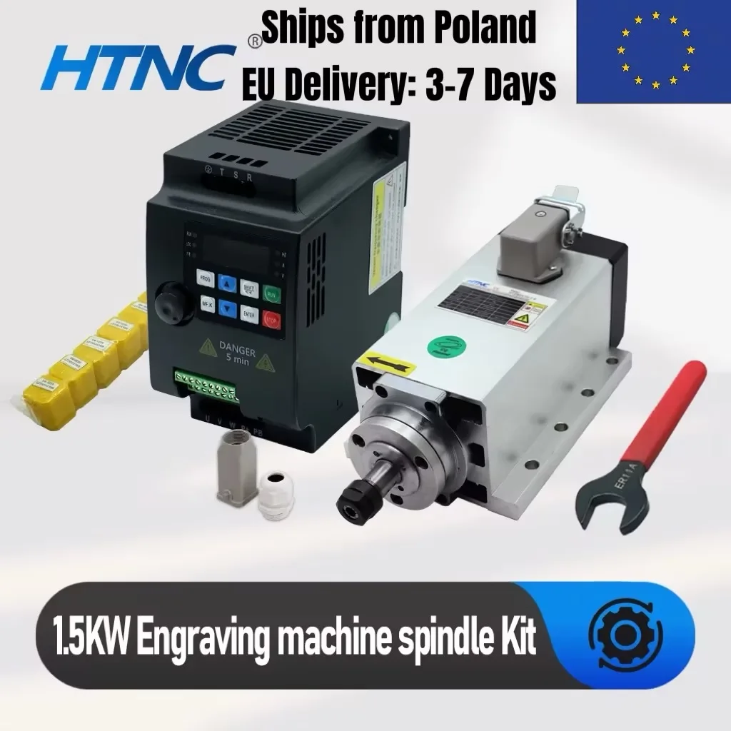 Neu eingetroffen: 1,5 kW CNC-Spindelmotor 110 V / 220 V ER11 Spindel 24000 U/min + 1500 W Frequenzumrichter 50/60 Hz + ER11A Schraubenschlüssel + 9 Stück ER11 Spannzangen