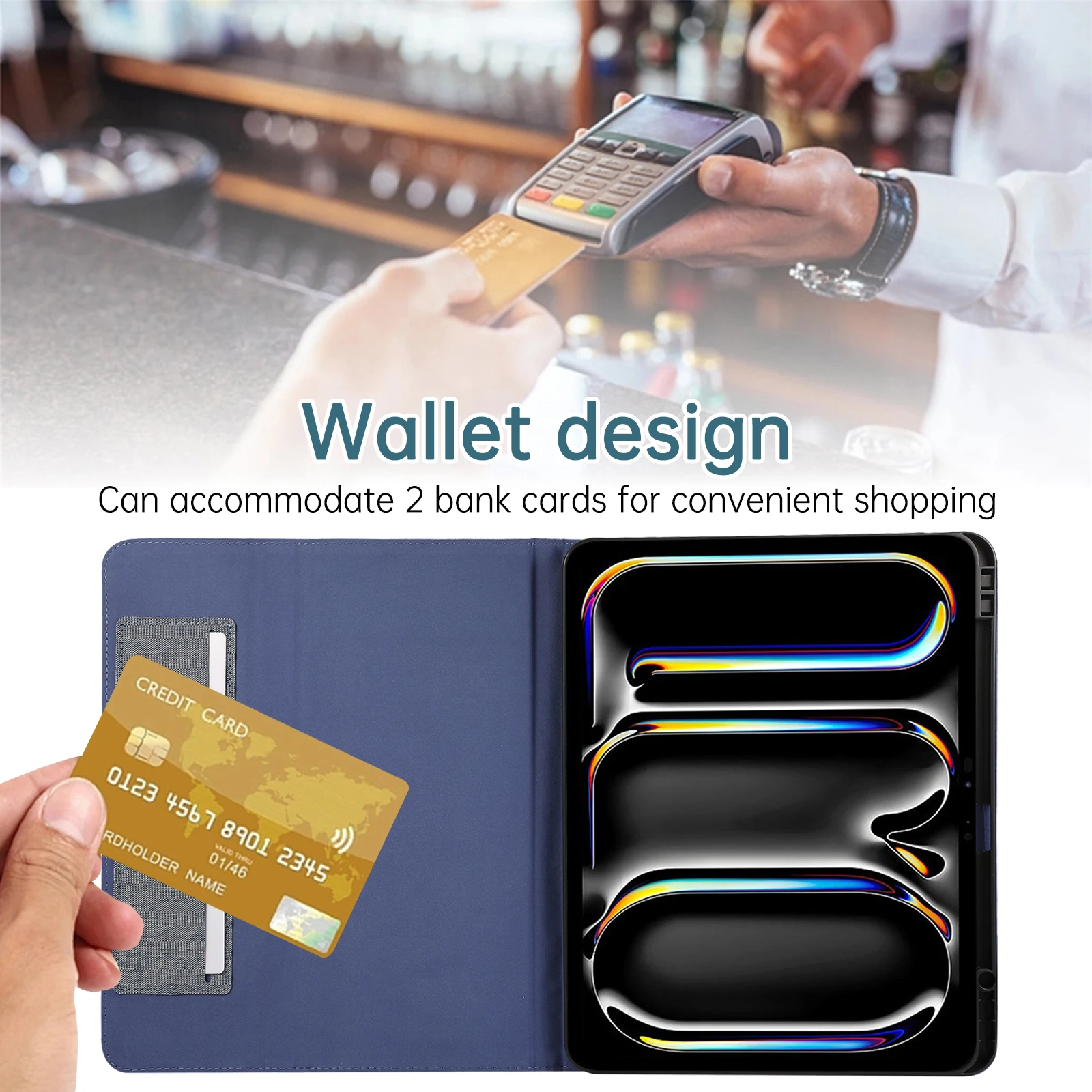 Flip Stand Case For iPad Air 13 2026 M4 2025 M3 2024 M2 Pro 13 2025 M5 2024 M4 12.9 2018-2022 Cowboy Cover With Card Pockets