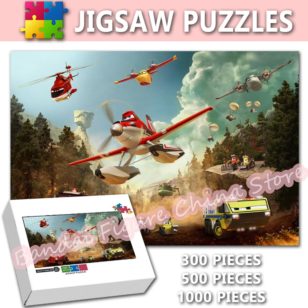 

300/500/1000 Pieces Disney Cartoon Jigsaw Puzzles Planes: Fire and Rescue Movies Print Puzzles for Kid Toys Christmas Gifts