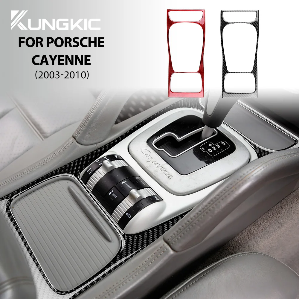 Naklejka z prawdziwego miękkiego włókna węglowego do Porsche Cayenne 2003 2004 2005 2006 2007 2008 2009 2010 Panel zmiany biegów Akcesoria wewnętrzne