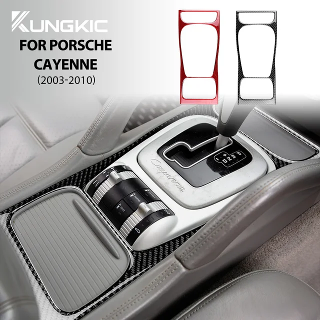 Naklejka z prawdziwego miękkiego włókna węglowego do Porsche Cayenne 2003 2004 2005 2006 2007 2008 2009 2010 Panel zmiany biegów Akcesoria wewnętrzne