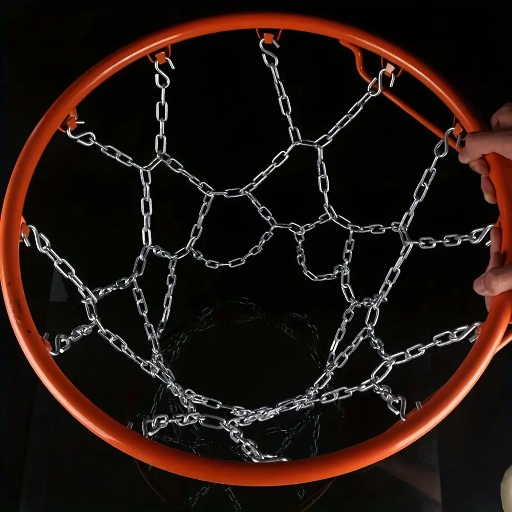 12 Hoop Basketball Iron Chain Net Thickened Easy Installation Hanging Basketball Hoop Universal Heavy Duty Basketball Hoop Net