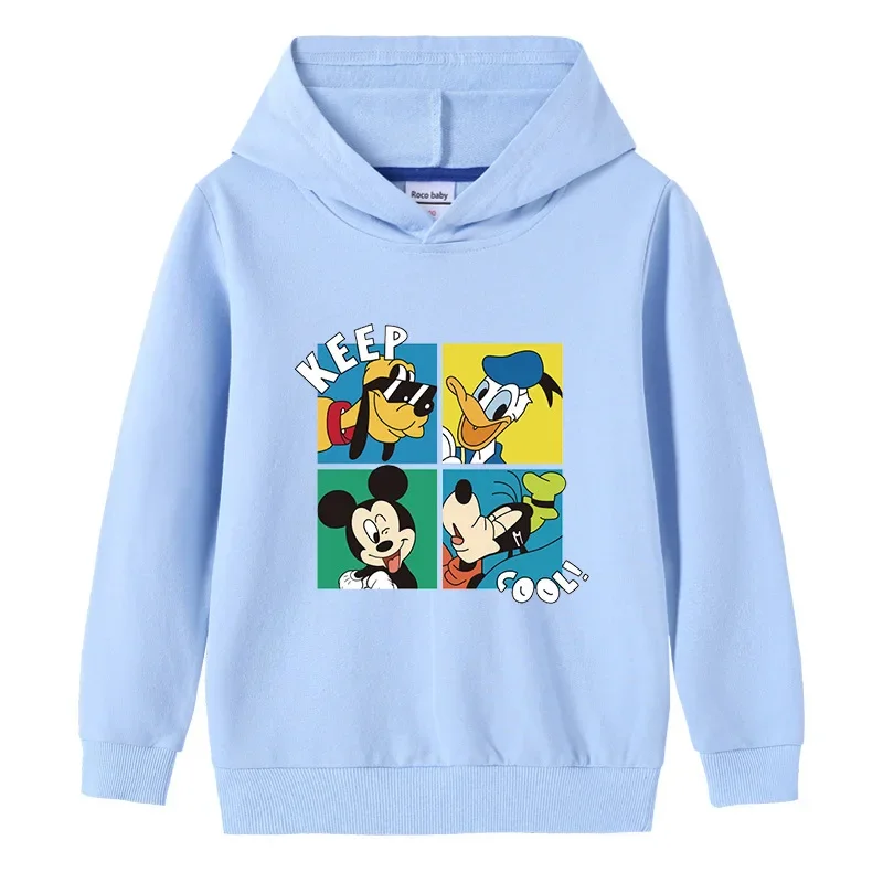 

Disney Mickey Mouse and Donald Duck Boys' Cotton Hooded Sweatshirt for Children Baby Pullover Top Children's Sweatshirt