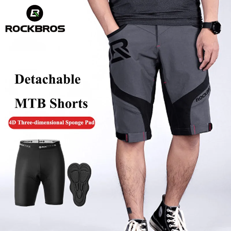 

ROCKBROS 2 In 1 Men DH MTB Shorts Mountain Bike Loose Outdoor Downhill Shorts Cycling Shorts With 4D Padded Cycling Underpants