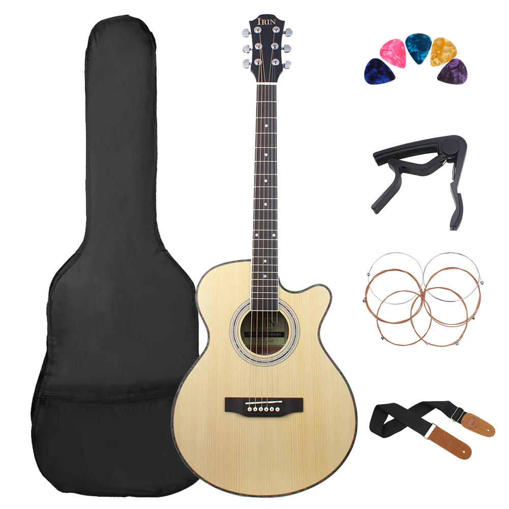 IRIN 40 Inch Acoustic Guitar 6 Strings Maple Neck Body Folk Guitar Guitarra With Bag Capo Strap Necessary Parts & Accessories