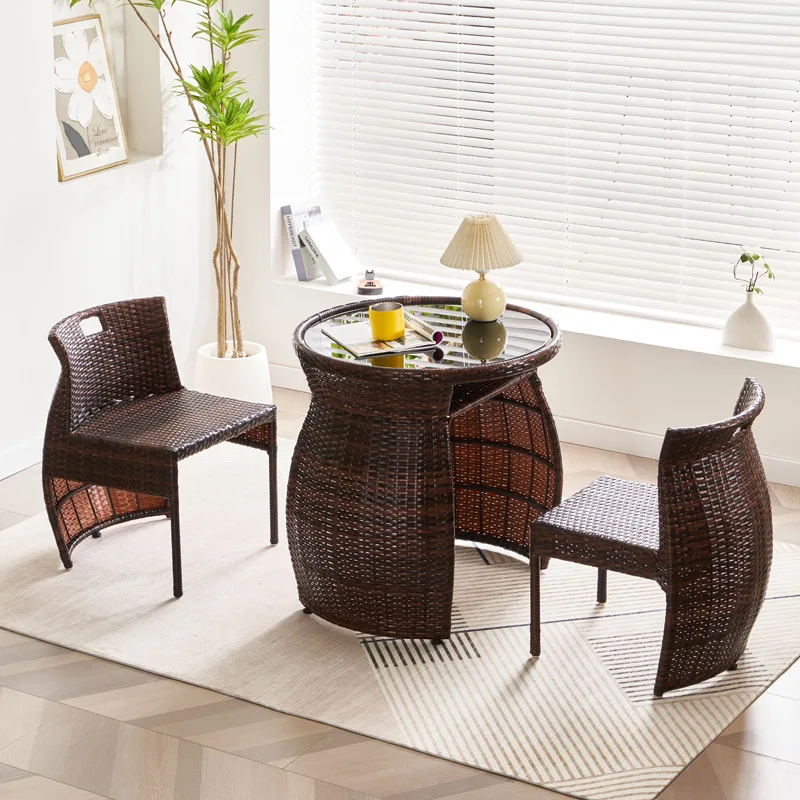 

HYS household balcony small table and chair three-piece set small apartment drinking tea table and chair combination outdoor