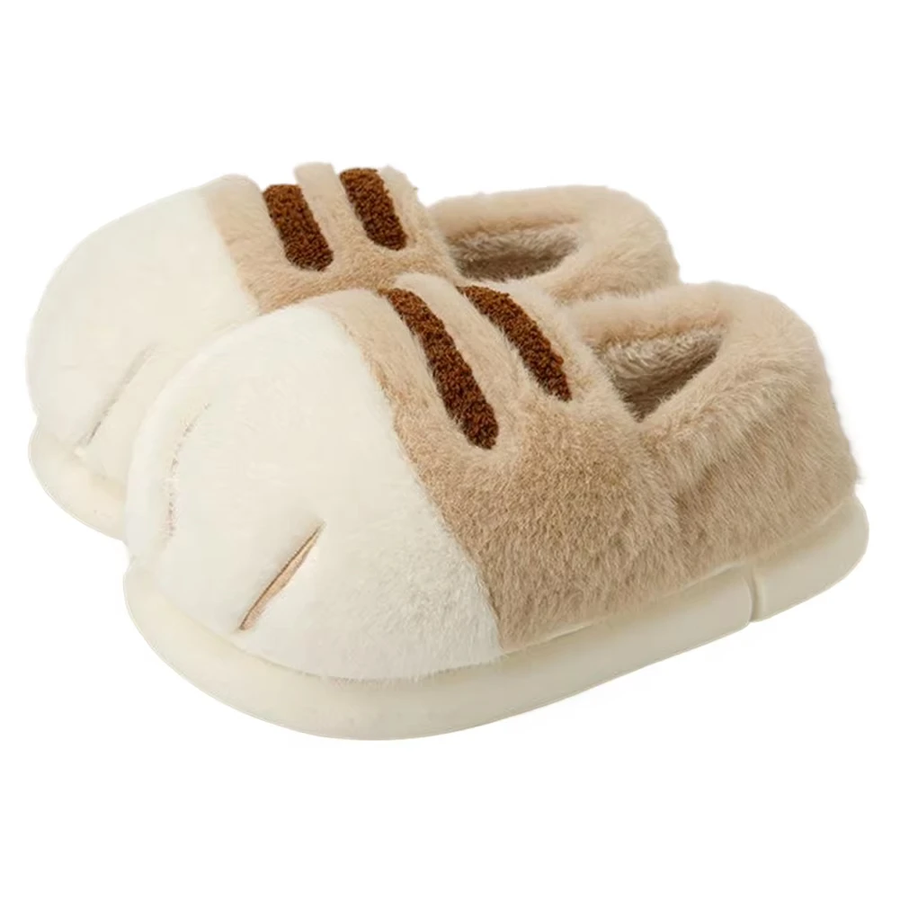 New Adorable Kitty Claw Slippers Women's Home Shoes Non Slip Furry Mules Female Fashion Warm Fluffy Slides Outdoor Cat Slippers image 5