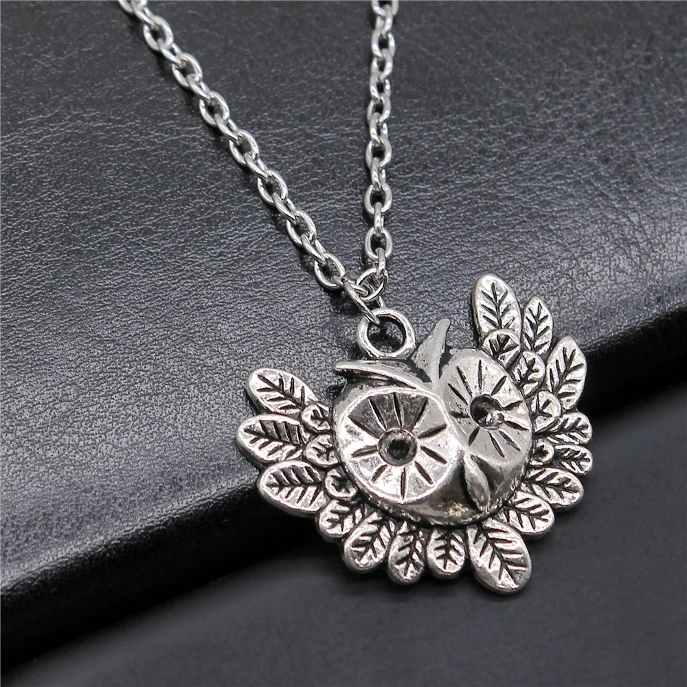 Fashion Vintage Antique Silver Color 35x30mm Owl Pendant Necklace For Women Men Long Chain Trendy Jewelry Accessories