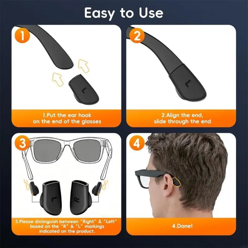 

CORA Ear Grips for Eyewears Glasses Accessory Grip Pads Anti Slip Ear Hook Sleeve