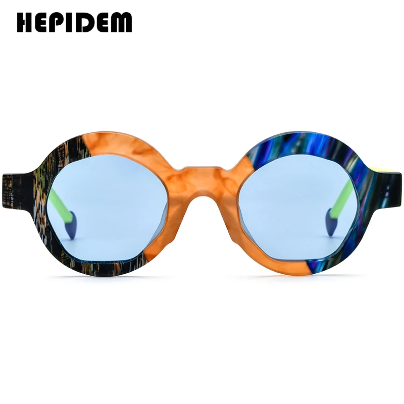 HEPIDEM Acetate Polarized Sunglasses Women Trendy Luxury Famous Brand Designer Big Size Round High-end Sun Glasses gm y2k 9355