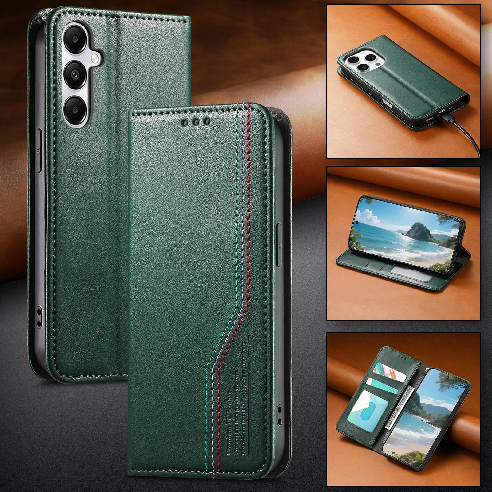 

Magnetic Flip Wallet Case for Samsung Galaxy A37 A36 A35 A32 A26 A25 A17 A16 A15 A14 A13, Card Holder Kickstand TPU Shockproof