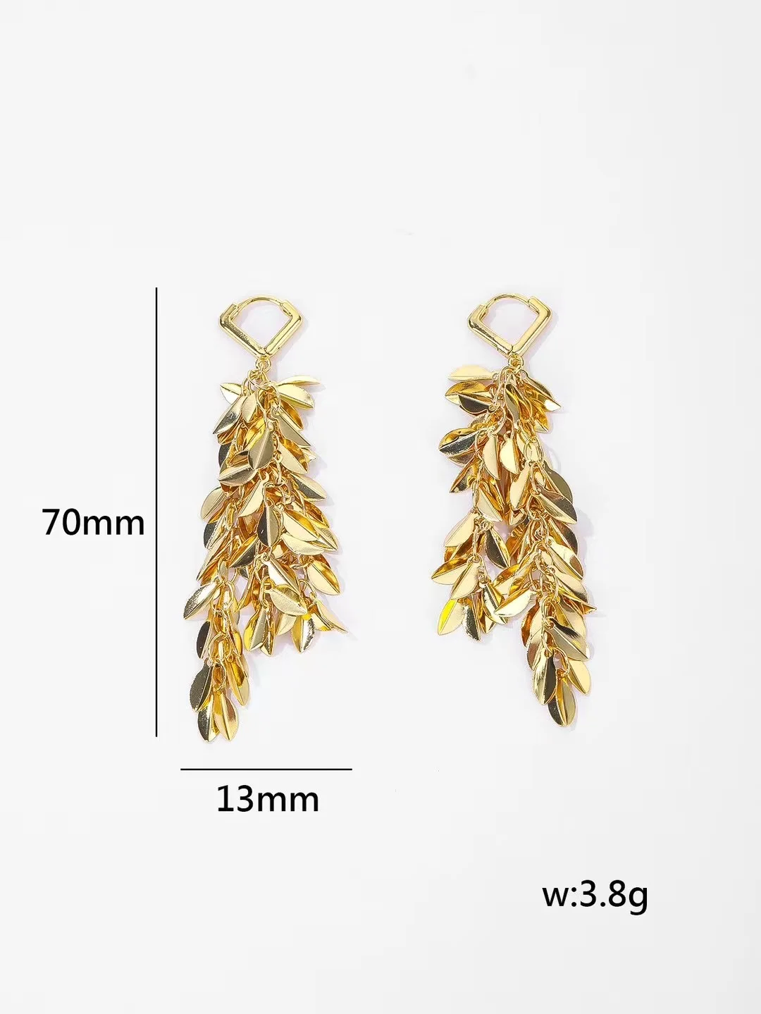 

Bridesmaid Embossed Leaf Tree Branch Earring Hand Wired Bridal Boho Tassel Studs Wedding Goddess Leaves Dangle Earrings