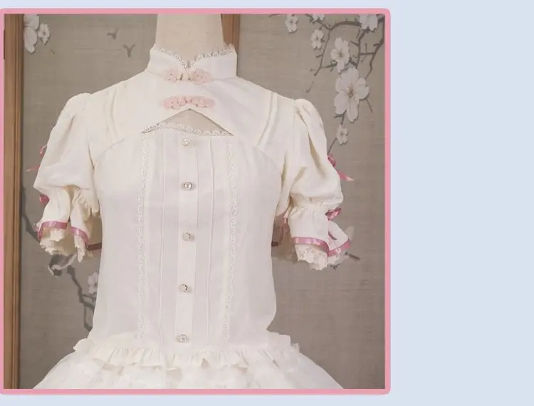 Lace pleated shirt Lolita Crisp cute short sleeve straps