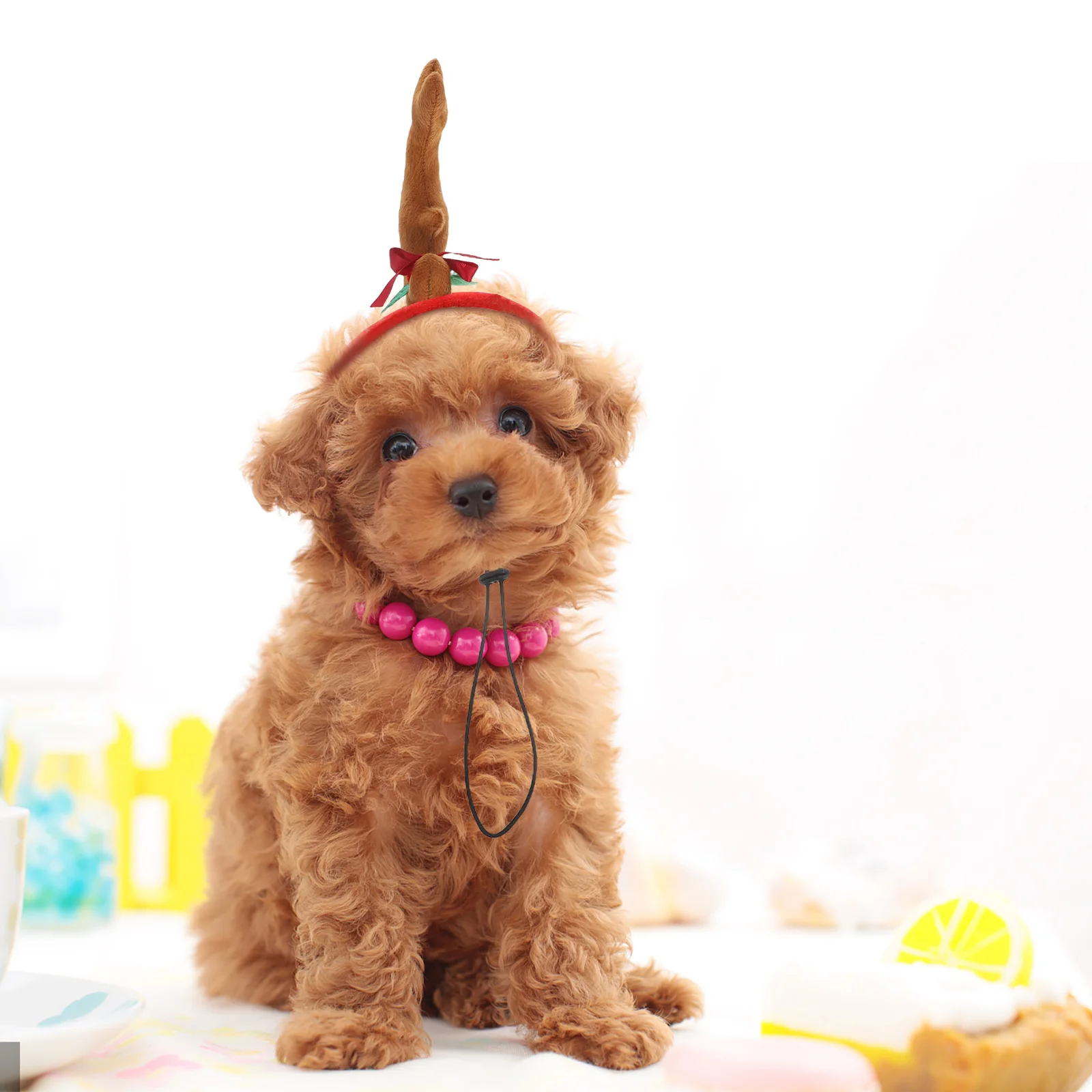 

Pet Deer Antler Headband Adjustable Realistic Reindeer Elk Headwear Dog Cat Christmas Party Costume Accessories