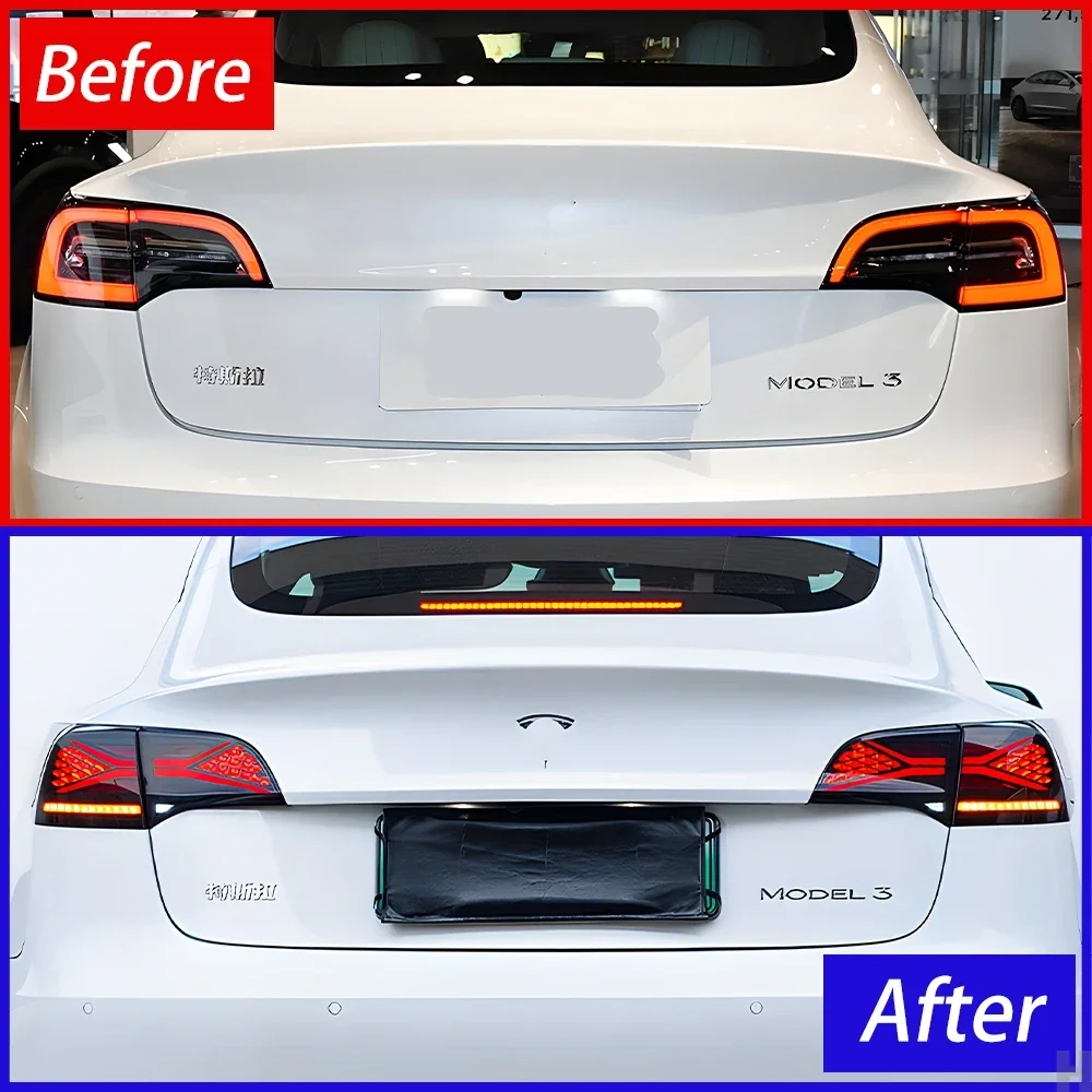 Upgraded Car Taillight Assembly for Tesla Model 3 Model Y 2019-2023 Led Auto Rear Lamps Dynamic Streamer Brake Light Accessories view 3