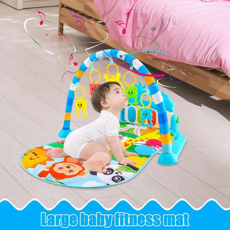 

Toddler Gym Extra-Large Play Gym With Colorful Toys And Music&Light Non-Slip Playmat Early Sensory Exploration PianoActivity Mat