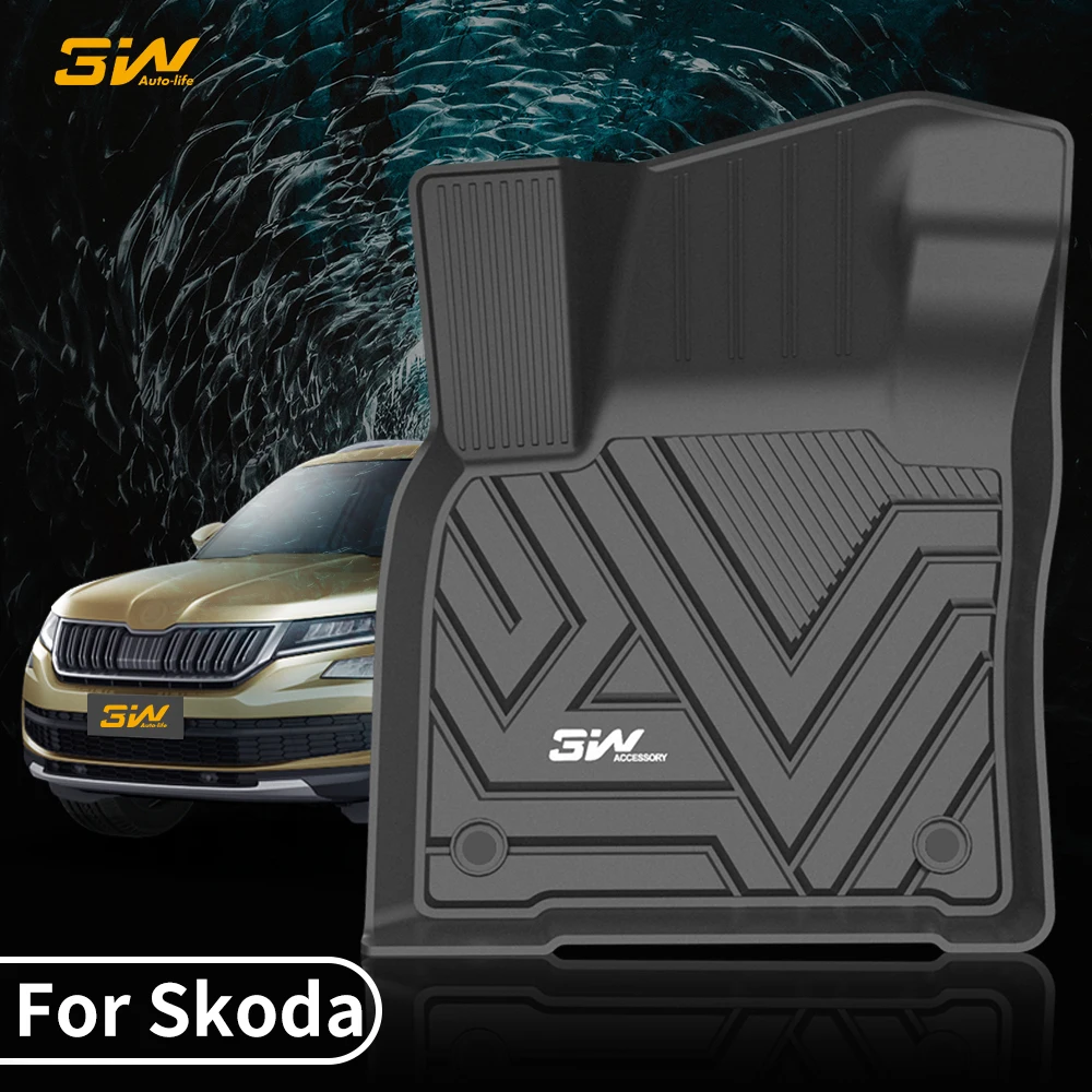 3W Full TPE Car Foot Mat for Skoda Fabia Kodiaq KOMUK KROOK Octavia Superb Rapid Special car floor mats Wear-resistant non-slip