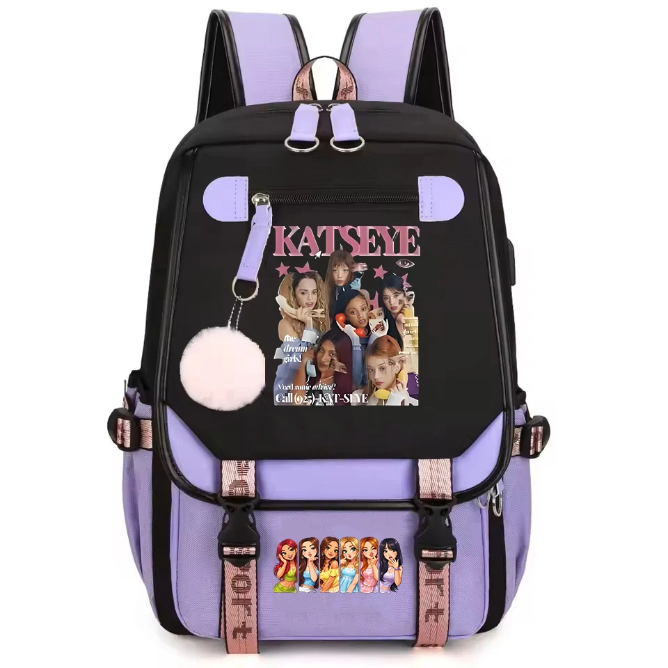 Hot Katseye Printed Harajuku Backpack Girl School Bag Laptop Bag Women Men Travel Bag Kpop KATSEYE Backpack for Students Gifts