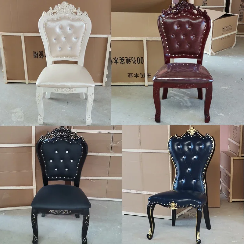 European soft bag ivory white dining chair modern simple solid wood modern fabric hotel manicure backrest single
