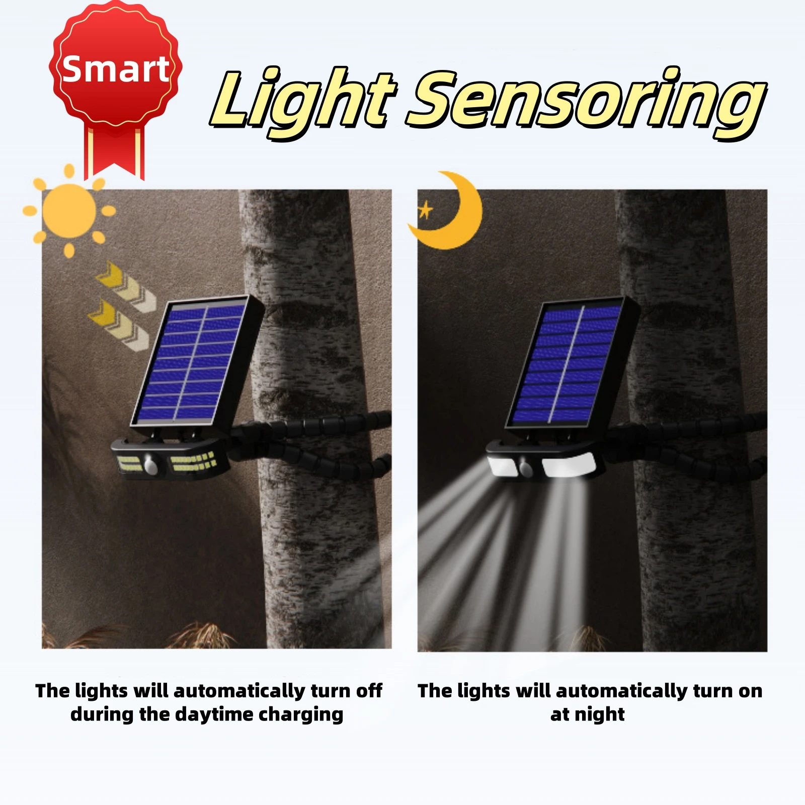 F2 1-2PCS Portable LED Lamp Outdoor Smart Solar Clip Light Motion Sensor Adjustable Angle Indoor & Outdoor Universal