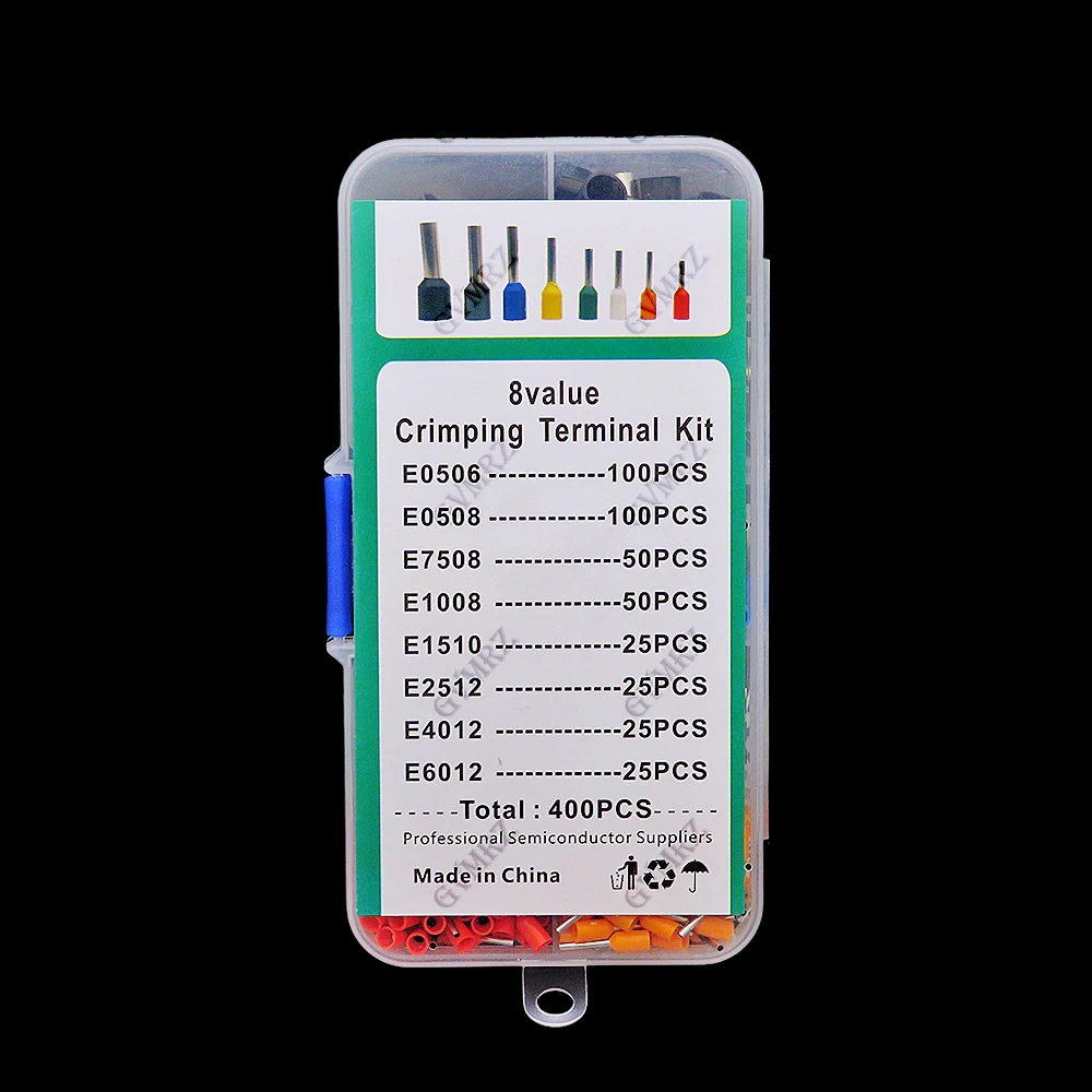 400PCS/LOT tube type terminal set European type tube type terminal combination boxed cold pressing terminal  E7508 E0506 E0508