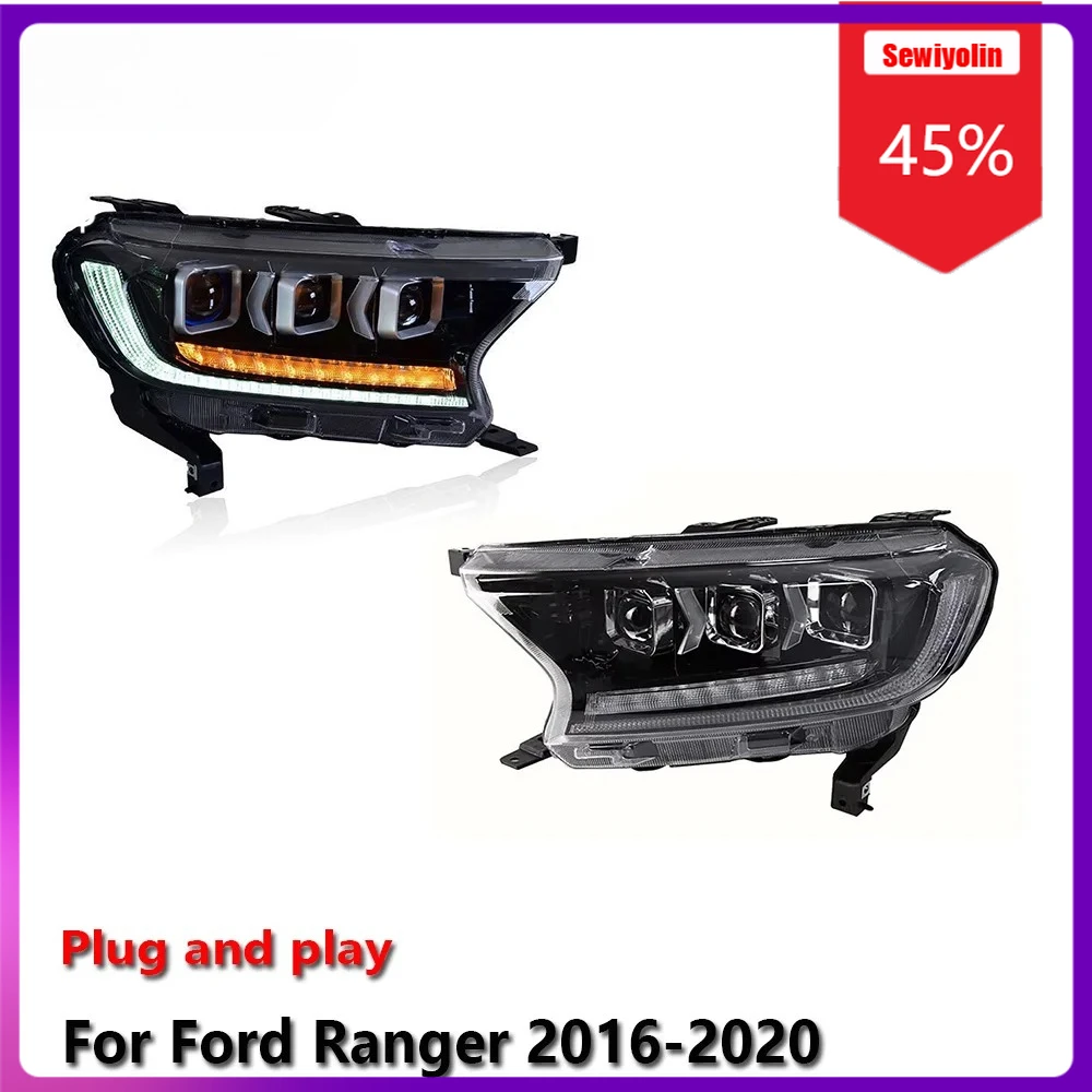 

Автомобильные светодиодные лампы Sewiyolin в сборе для Ford Ranger 2016-2020, противотуманные фары DRL, стоп-сигналы поворота