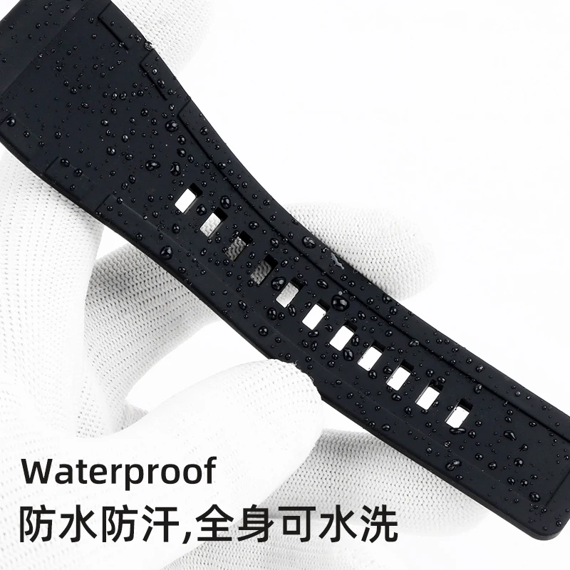 حزام ساعة سيليكون خاص للرجال ، واجهة محدبة ، سوار اسود ، سلسلة بيل وروس انسترومنتس ، BR01 ، BR03A ، 24 مللي متر