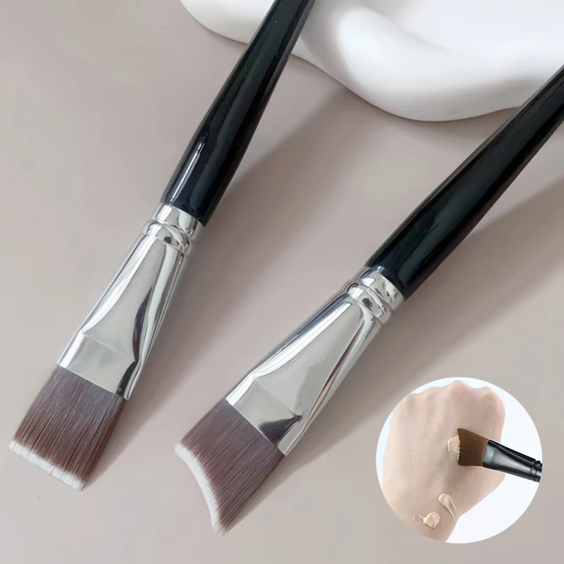 Bevel Shaped Blade Flat Foundation Brush Black Makeup Brushes Professional Women Face Base Liquid Foundation Cosmetics Brush