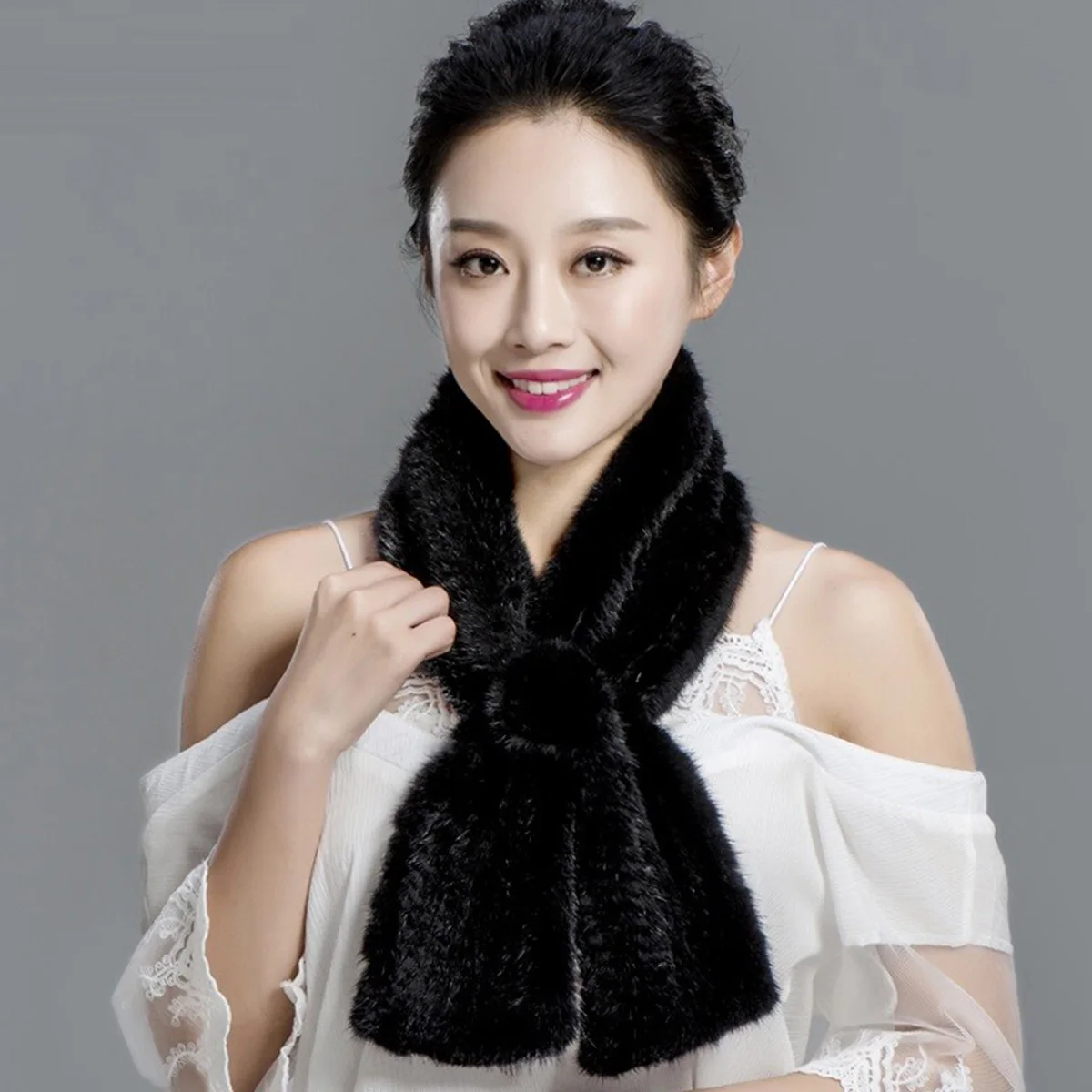 

Genuine Mink Fur Scarf Men Winter Accessories Warm Long Version Real Mink Fur Scarf Russian Accessories FEIMANYUAN