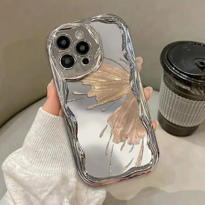 Silver Butterfly Phone Case For Samsung Galaxy A57 A37 A56 A55 A35 A25 A15 A54 A24 A33 A34 A73 5G A32 A51 A52 A53 A71 A72 soft
