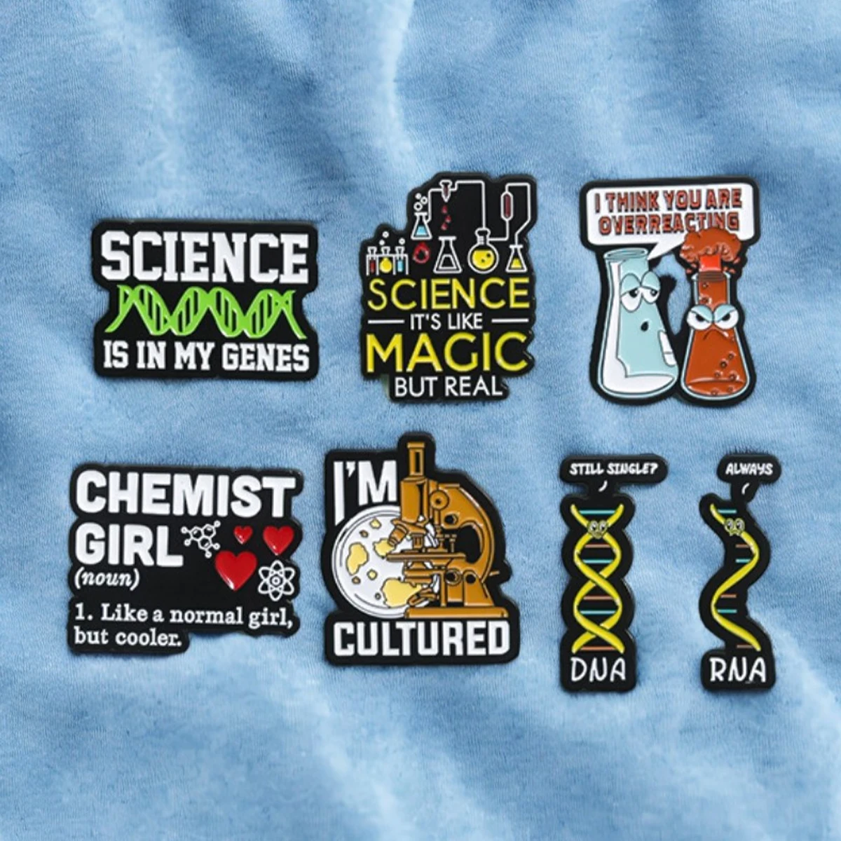 Harong Science Enamel Pins Funny Lab Student Brooch Chemistry Biology Lapel Lanyard Bag Coat Badge Accessories Gifts