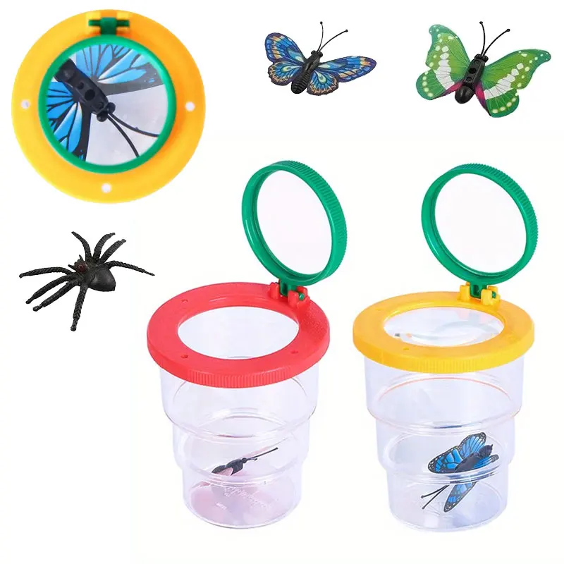 Loupe grossissante 3X, boîte d'observation des insectes, boîte transparente pour observer les insectes, jouet scientifique d'aventure pour enfants, exploration de la nature en plein air