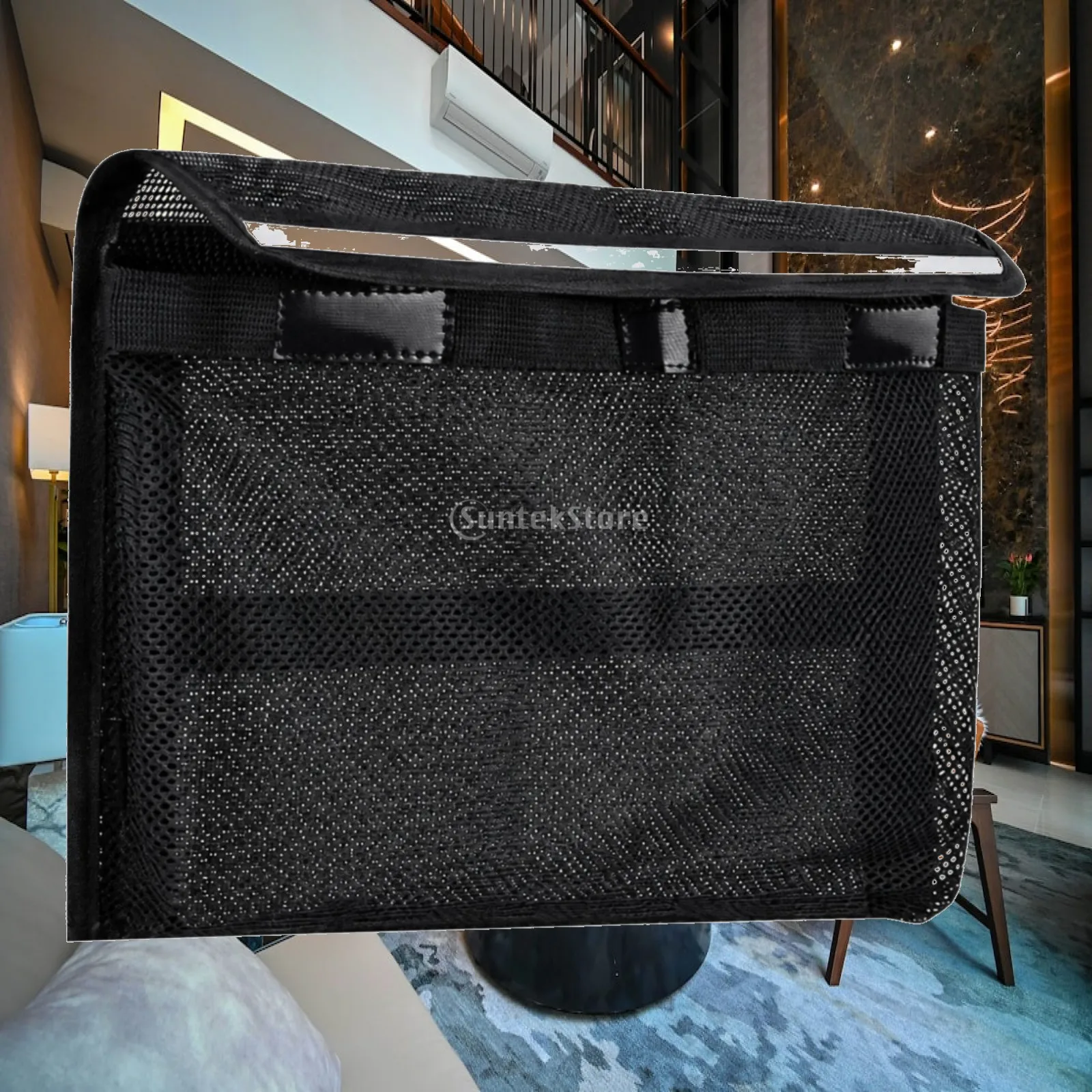 Mesh Boat Storage Organizer Net Bag for Fishing Gear with Strap Mount for Marine Use