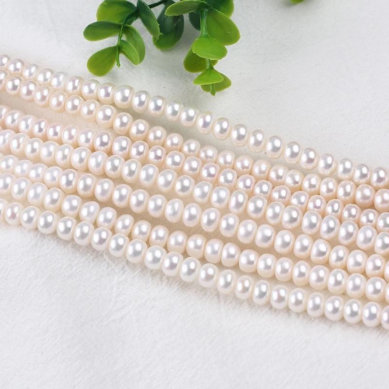 

Freshwater 8-9mm/9-10mm natural white color button pearl beads strand