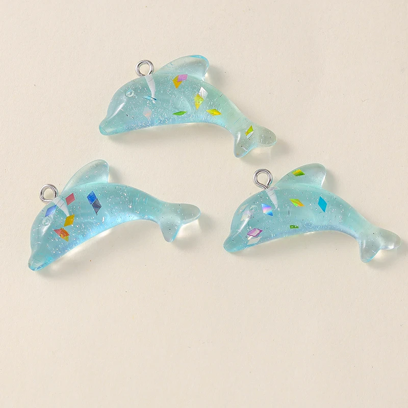 Leslie 10 Stück niedliche Charms, bunte Delfin-Charms, Anhänger für Tropfenohrringe, Halsketten, handgefertigtes DIY-Schmuckherstellungszubehör – Detail 10