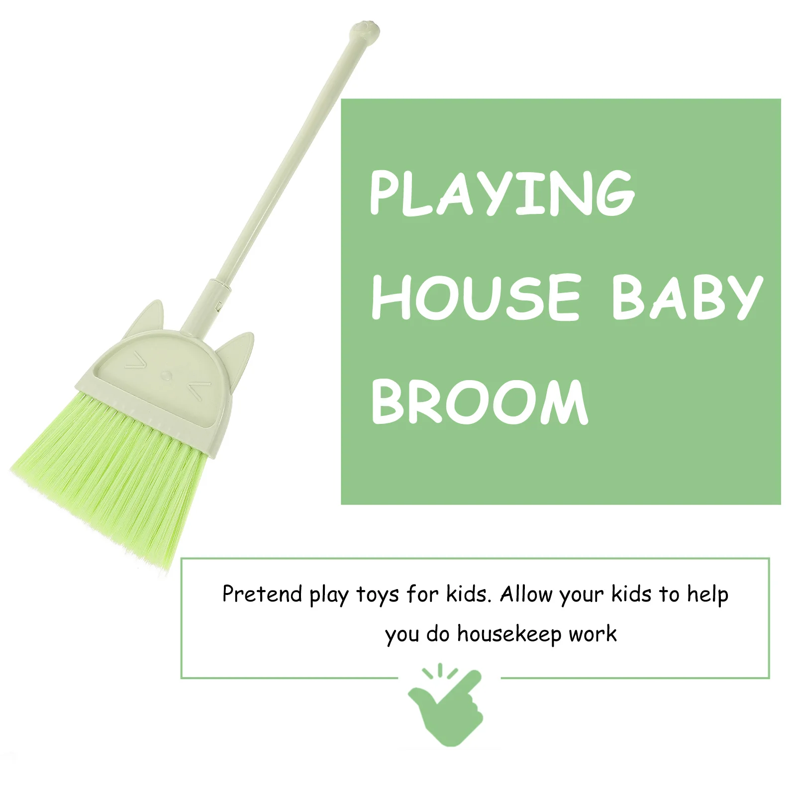 Alipis キッズほうきとちりとりセット 漫画 軽量 丸いハンドル 滑らかなエッジ ホームクリーニング 屋内教育ツール グリーン