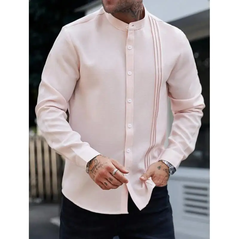 

Мужской Pure Color Long Sve Casual irt Autumn Sle M 96437 TEMU Трансграничный простой моющийся однотонный Busin irt