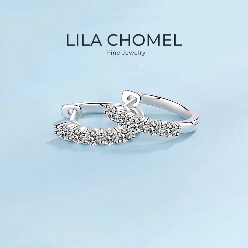 Women Engagement 18K White Gold Hoop Earrings Lady Wedding Party 1CT Moissanite Diamond Girl Friend PT950 Platinum Birthday Gift