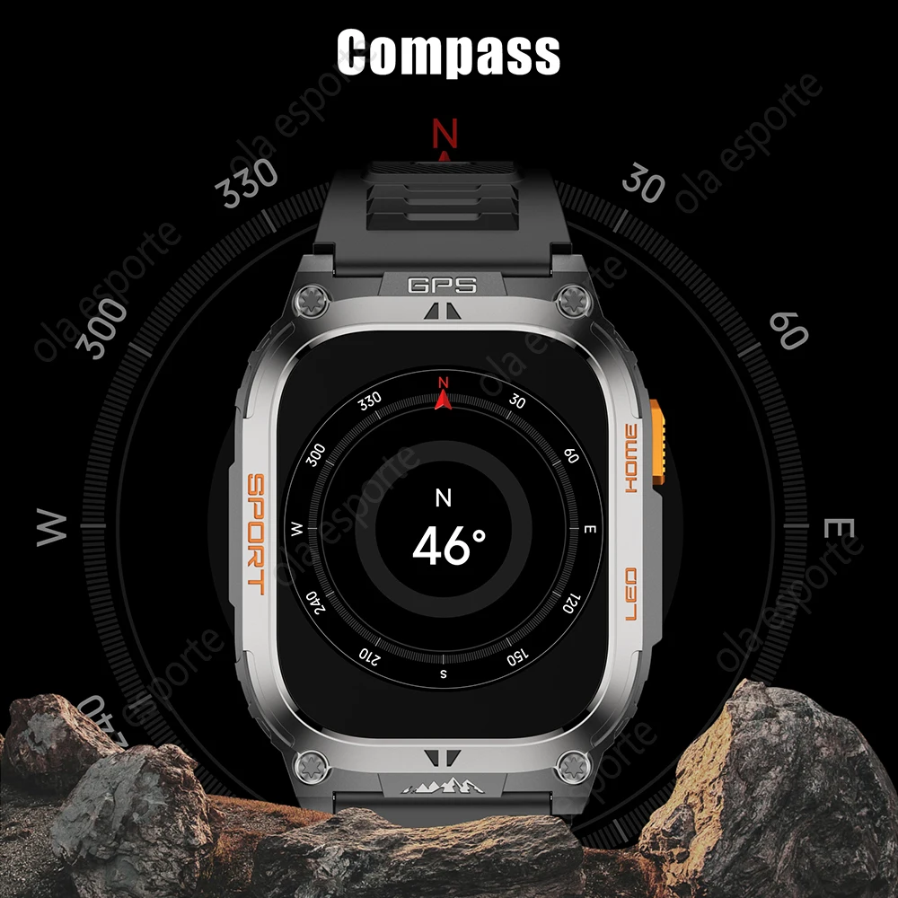 New GPS Smart Watch Men 2.01inch HD Large Screen Compass Smartwatches Heart Rate Bluetooth Call Sports Health Tracekr Smartwatch