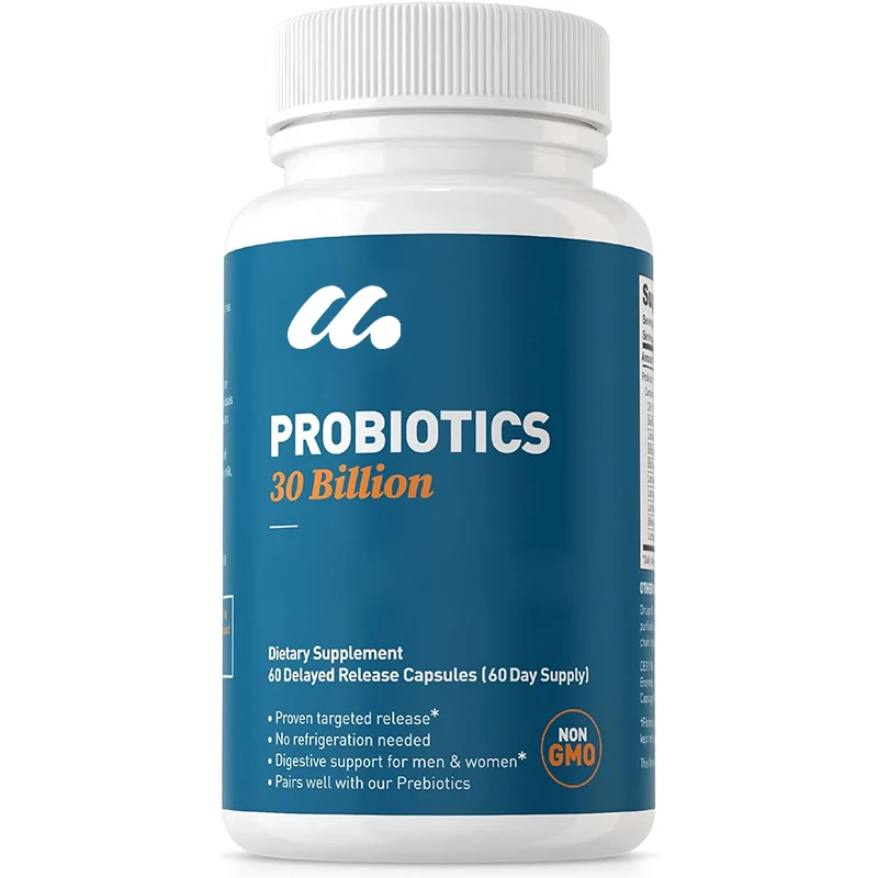 

Probiotics 30 billion, 10 strains, 30 billion colony units, promoting digestive health, non GMO, 60 capsules