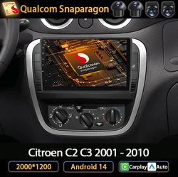 Andoird 14 Car Radio For Citroen C2 C3 2001 2002 2003 - 2010 BT Navigation 2 DIN Viedo Player DVD 5G WIFI DSP Multimedia 4G LTE